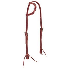Horse Headstall, Double Cheek Adjustment, Burgundy Latigo Leather, Tie Ends, 5/8-In.