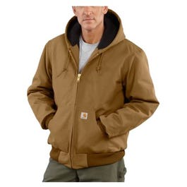 Duck Active Quilted Jacket With Hood, Flannel-Lined, Brown, Large