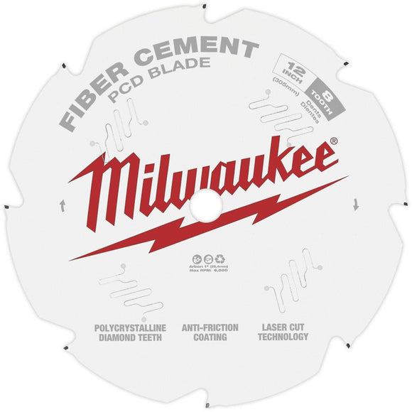 Milwaukee 12 In. 8-Tooth Fiber Cement PCD Circular Saw Blade