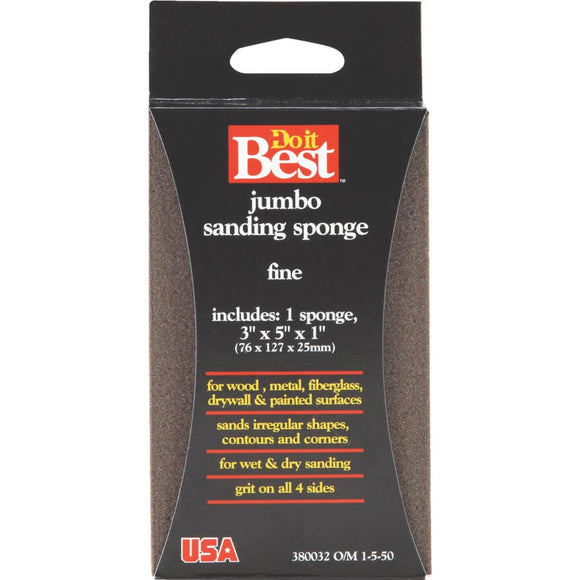 Do it Best Jumbo All-Purpose 3 In. x 5 In. x 1 In. 120 Grit Fine Sanding Sponge