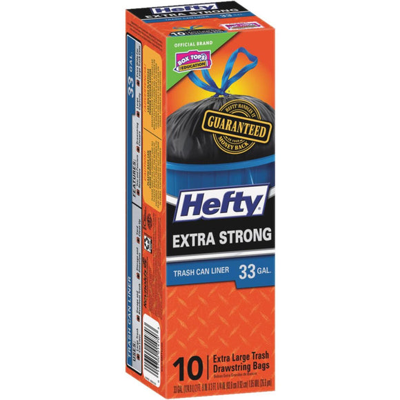 Hefty Extra Strong 33 Gal. Extra Large Black Trash Bag (10-Count)