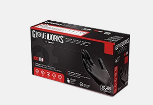 Ammex Gloveworks® Black Nitrile Industrial Gloves Latex Free (XL (100/Box), Black)