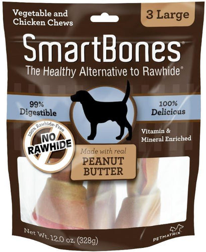 SmartBones Large Peanut Butter Chew Bones Dog Treats