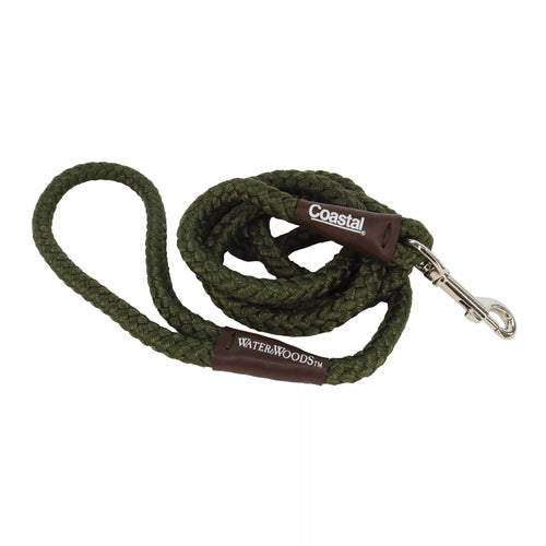 Coastal Water & Woods Braided Rope Snap Dog Leash (1/2 X 6', Green)
