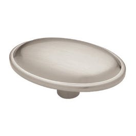 Cabinet Knob, Oval, Satin Nickel