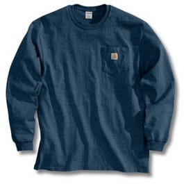 Pocket T-Shirt, Long-Sleeves, Navy, Tall, XXL