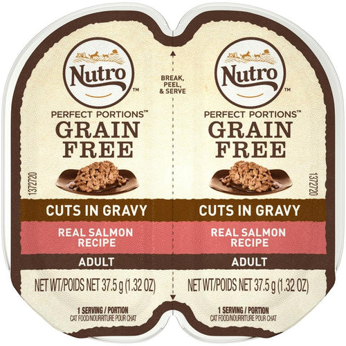 Nutro Perfect Portions Grain Free Cuts In Gravy Real Salmon Recipe Wet Cat Food Trays