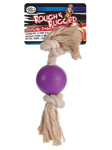 Four Paws Rough & Rugged Tough Ball & Cotton Rope Tug Dog Toy