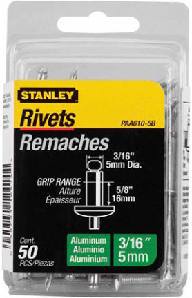 STANLEY RIVETS 3/6 IN X 5/8 IN ALUM 50P