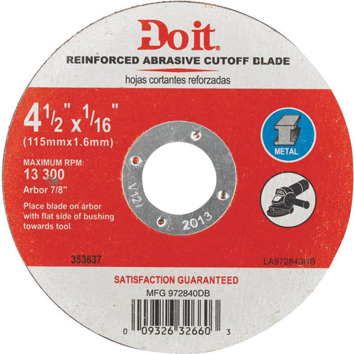 Do it Type 1 4-1/2 In. x 1/16 In. x 7/8 In. Metal Cut-Off Wheel