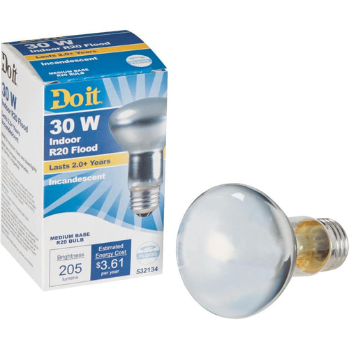 Do it 30W Frosted R20 Reflector Incandescent Floodlight Light Bulb