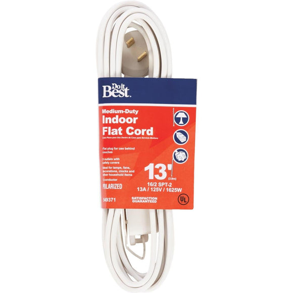 Do it Best 13 Ft. 16/2 Flat Plug White Extension Cord