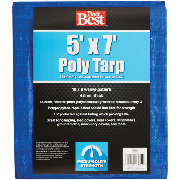 Do it Best Blue Woven 5 Ft. x 7 Ft. Medium Duty Poly Tarp